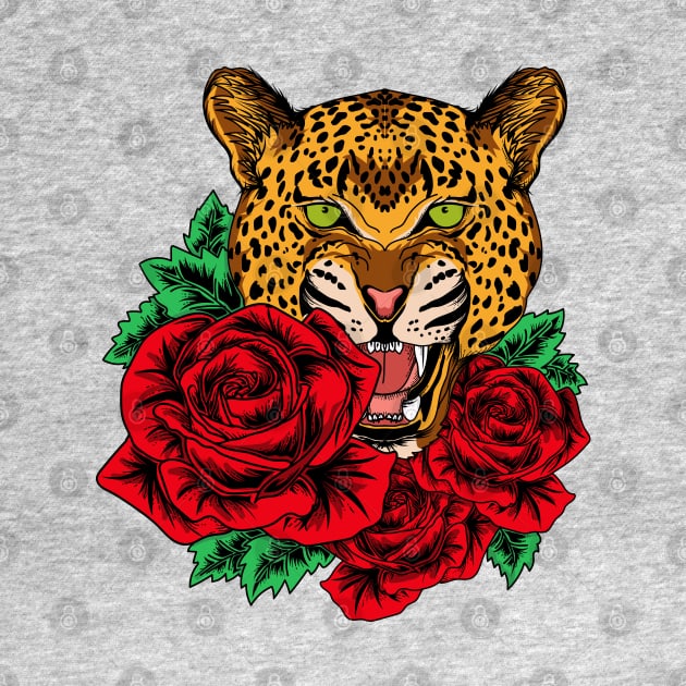 leopard cheetah roses artwork by Mako Design 